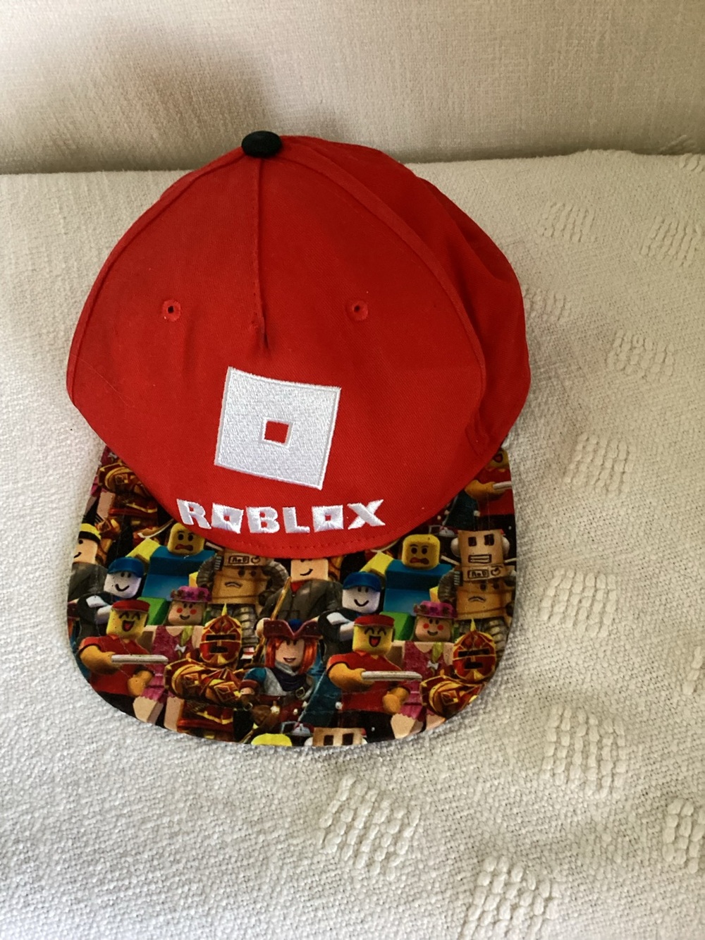 Roblox Snapback Hat Youth Red Graphic Brim Adjustable Cap Light Wear Gamer Kids
